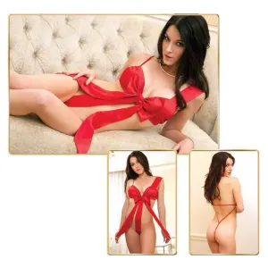 Gift Ribbon Lingerie Valenties Rene Rofe Unwrap Me Satin Bow Teddy M/L