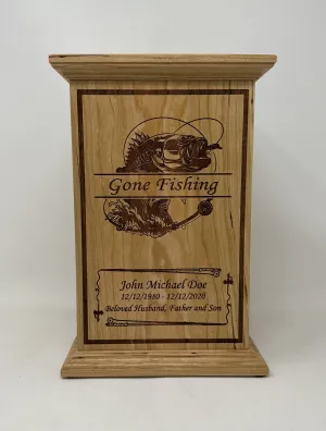 Gone Fishing Urn in Cherry