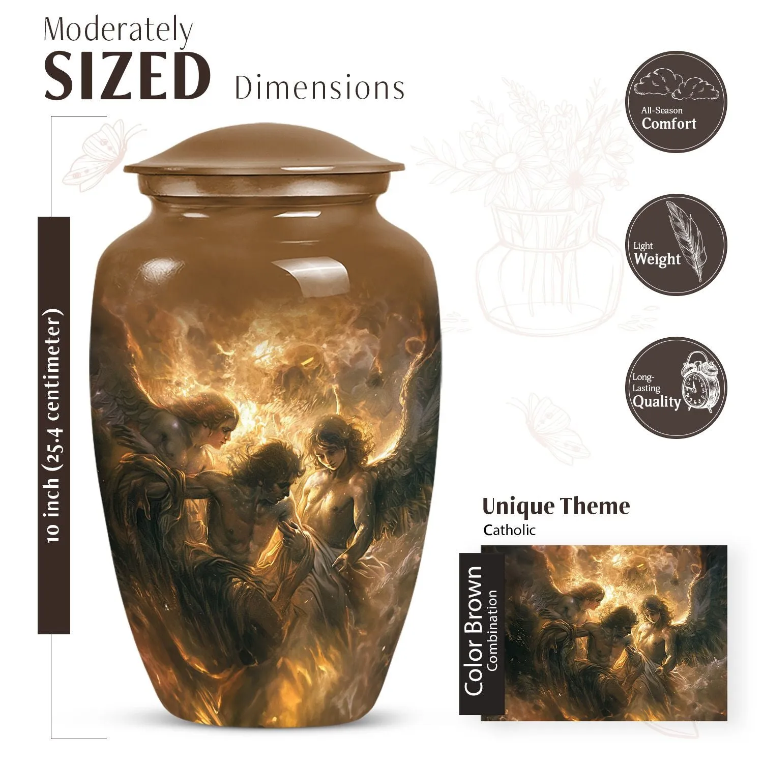 Graceful Abode: Catholic Commemorative Urn for Beloved Ladies