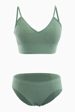 Green Seamless Lingerie Set