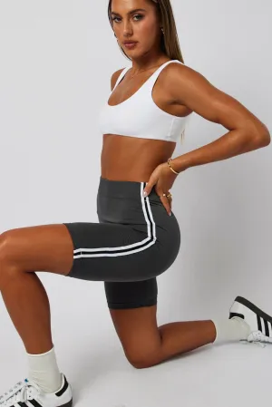 Grey Bike Shorts Seamless Side Stripe
