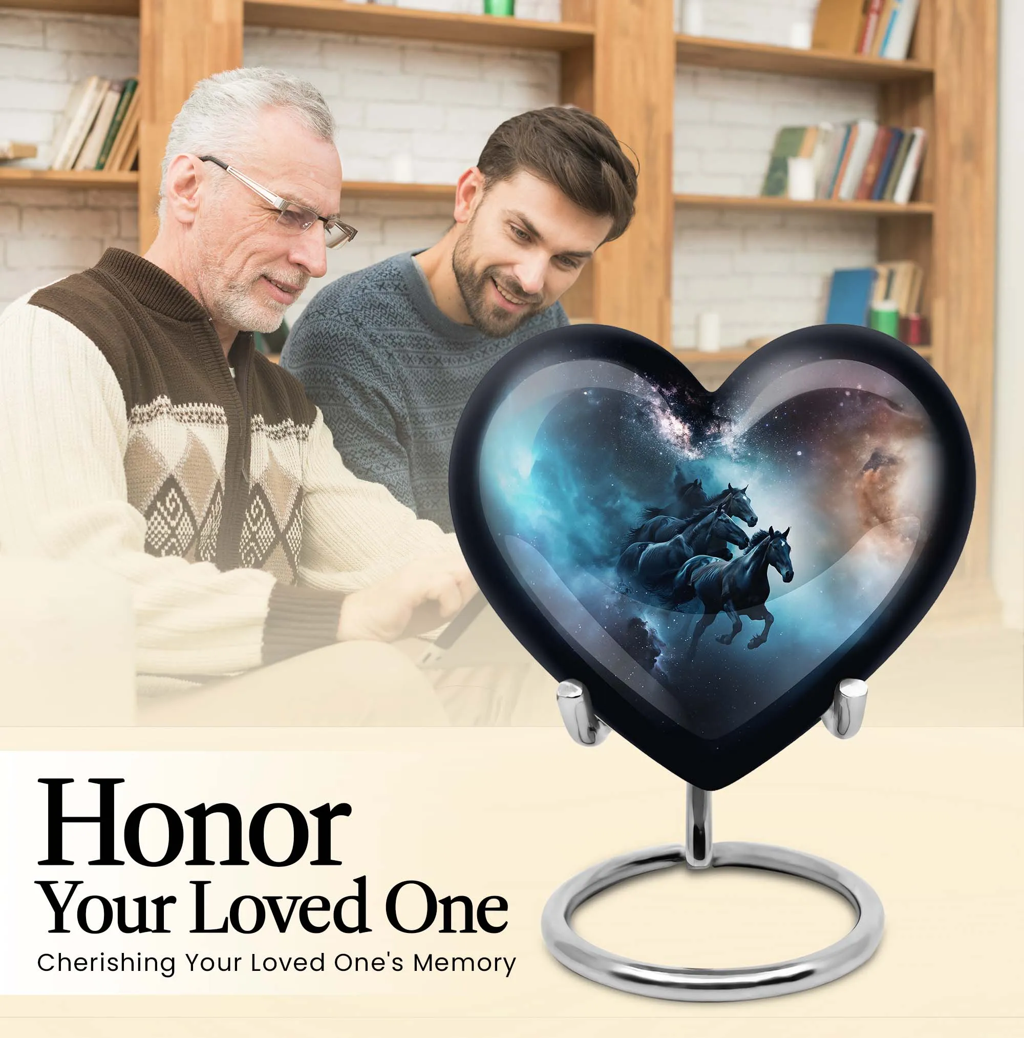 Heart-Themed Horse Urn for Comfort and Cherishing Love