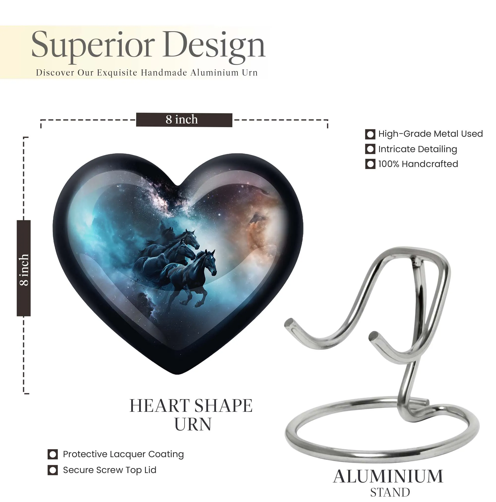 Heart-Themed Horse Urn for Comfort and Cherishing Love