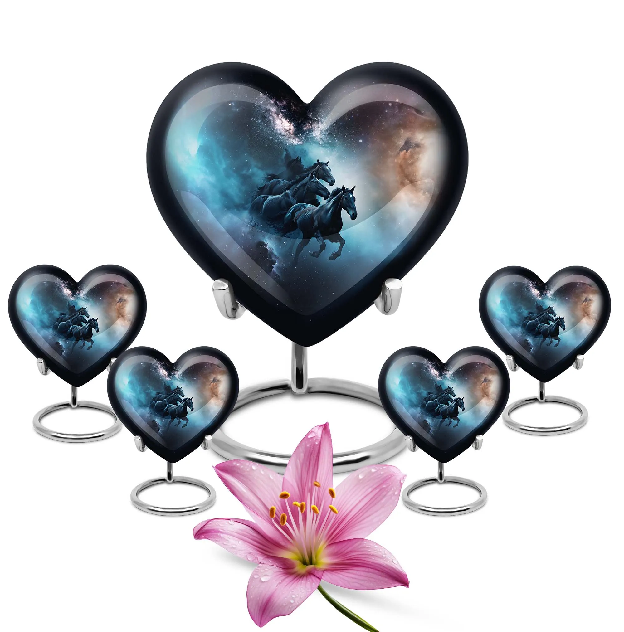 Heart-Themed Horse Urn for Comfort and Cherishing Love