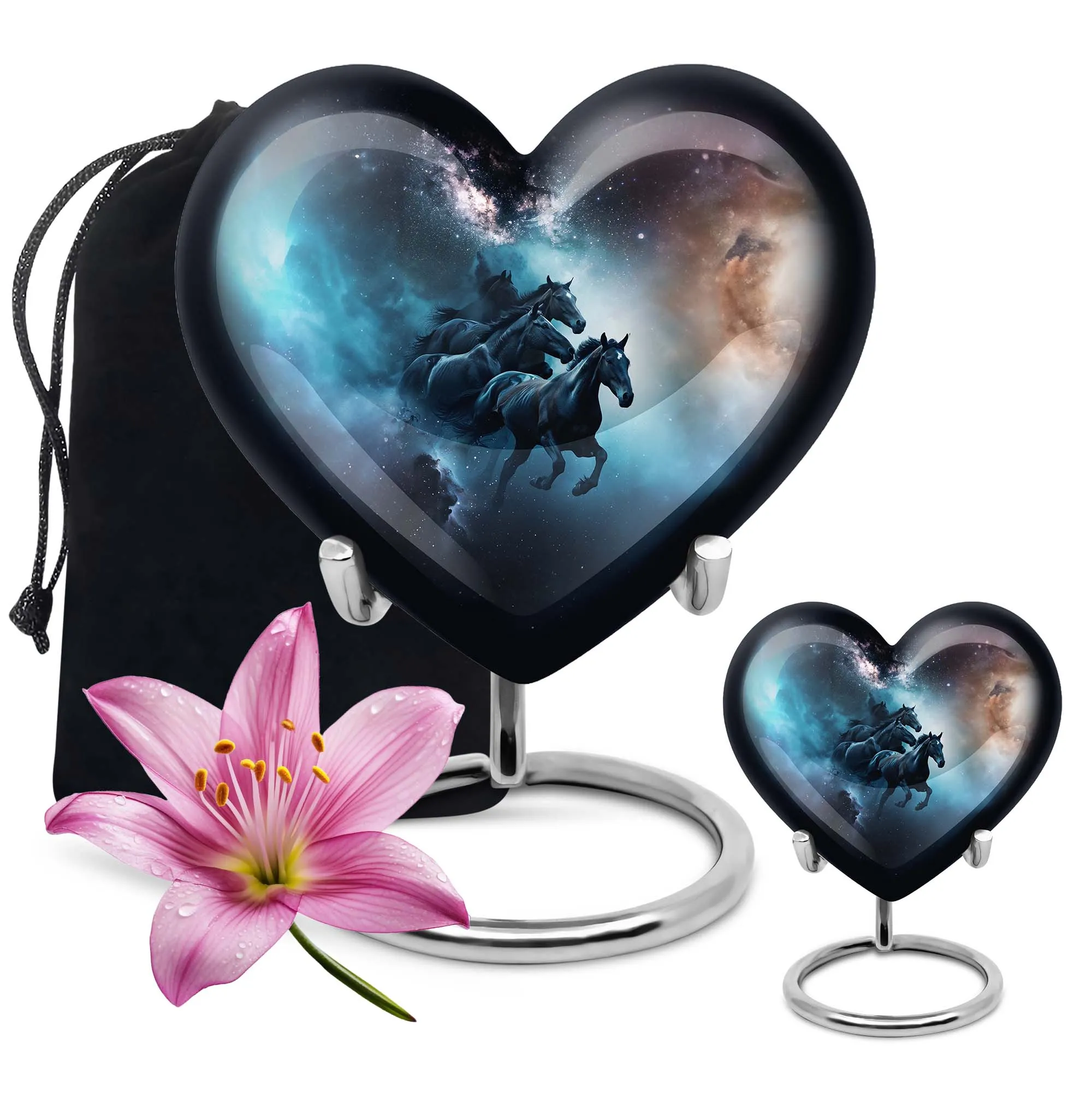 Heart-Themed Horse Urn for Comfort and Cherishing Love