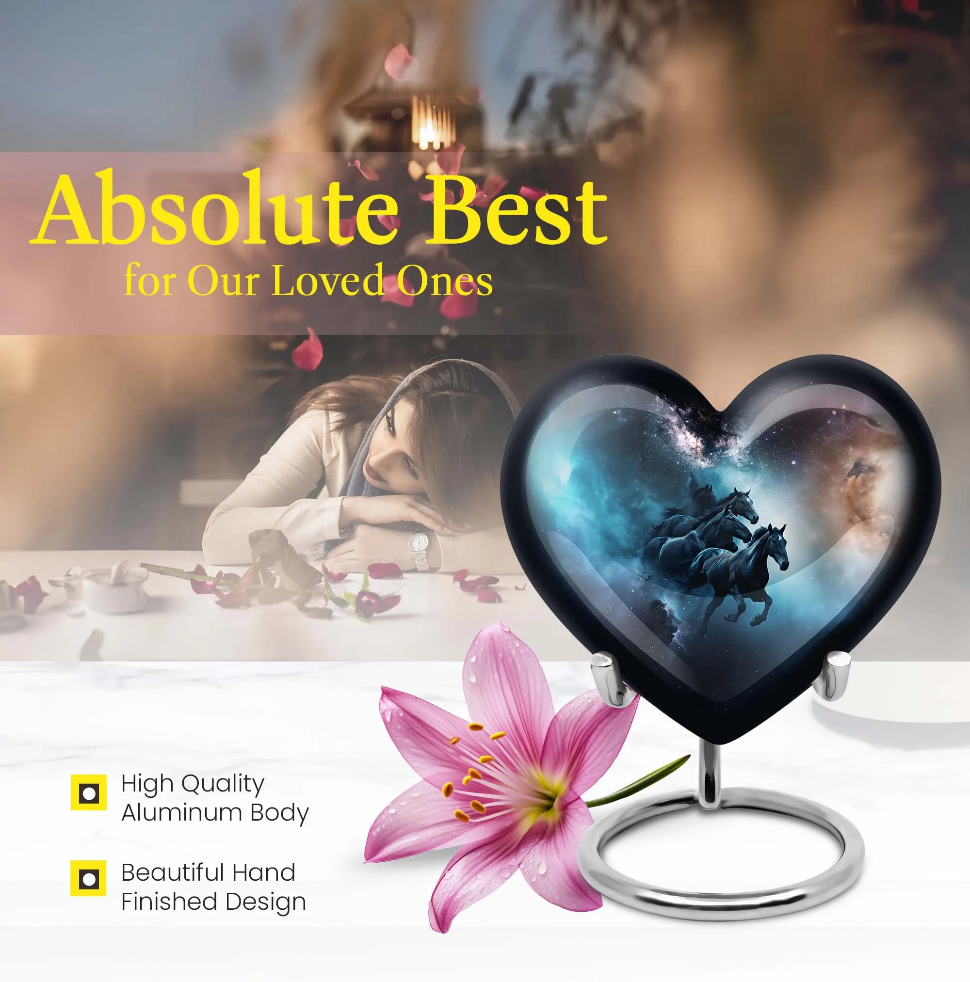 Heart-Themed Horse Urn for Comfort and Cherishing Love