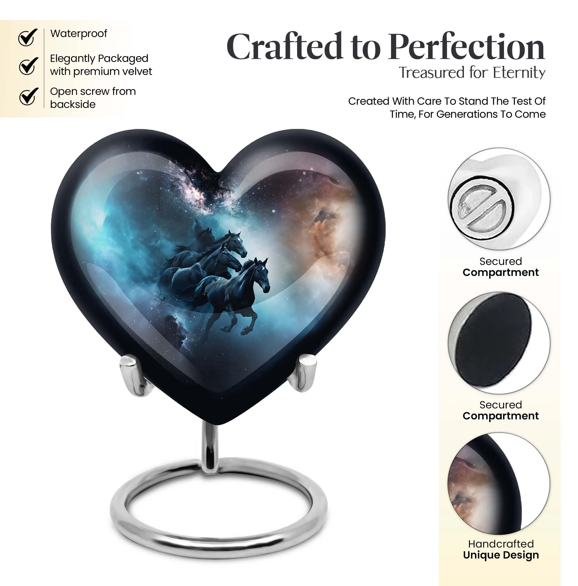 Heart-Themed Horse Urn for Comfort and Cherishing Love
