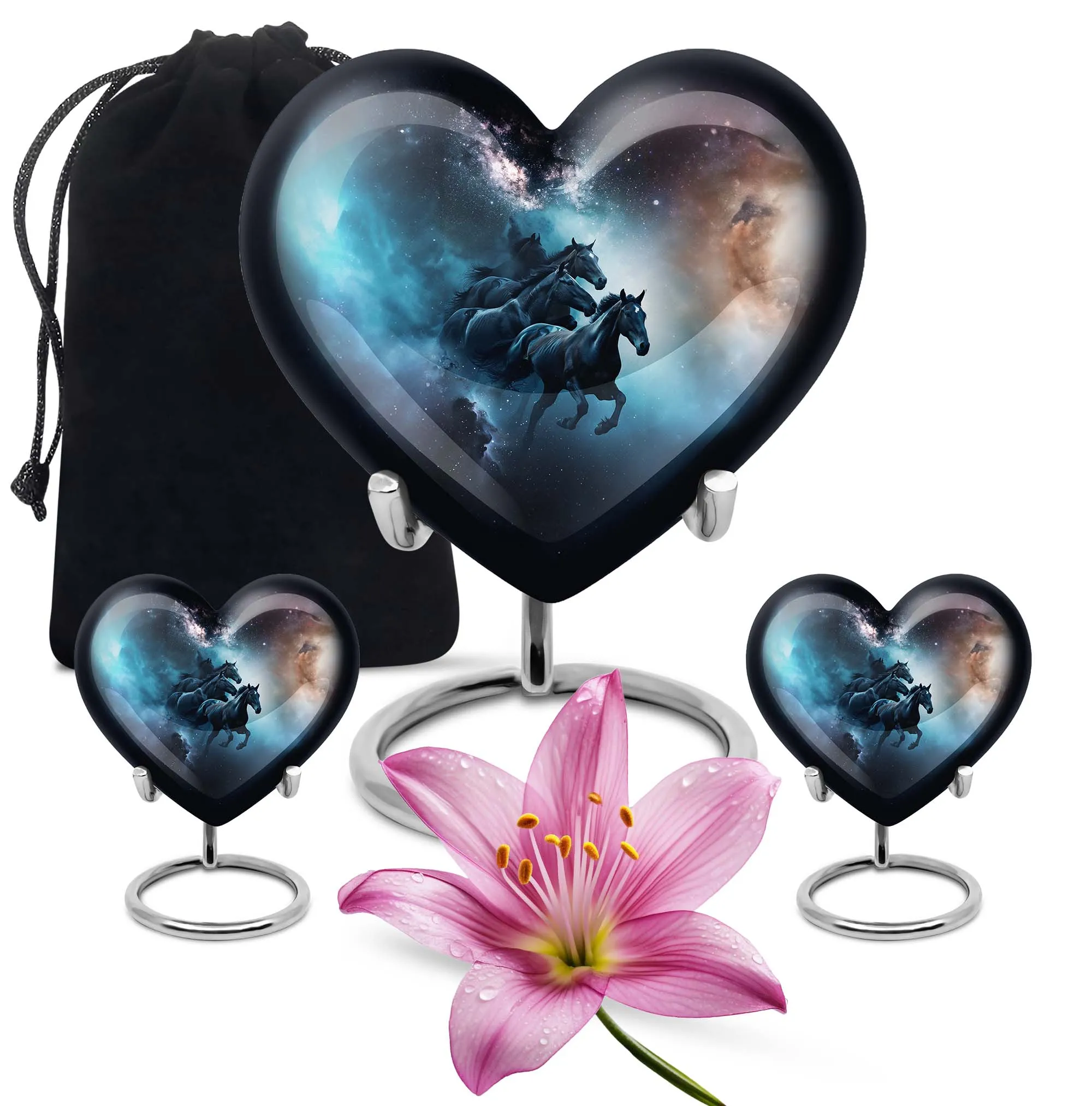 Heart-Themed Horse Urn for Comfort and Cherishing Love