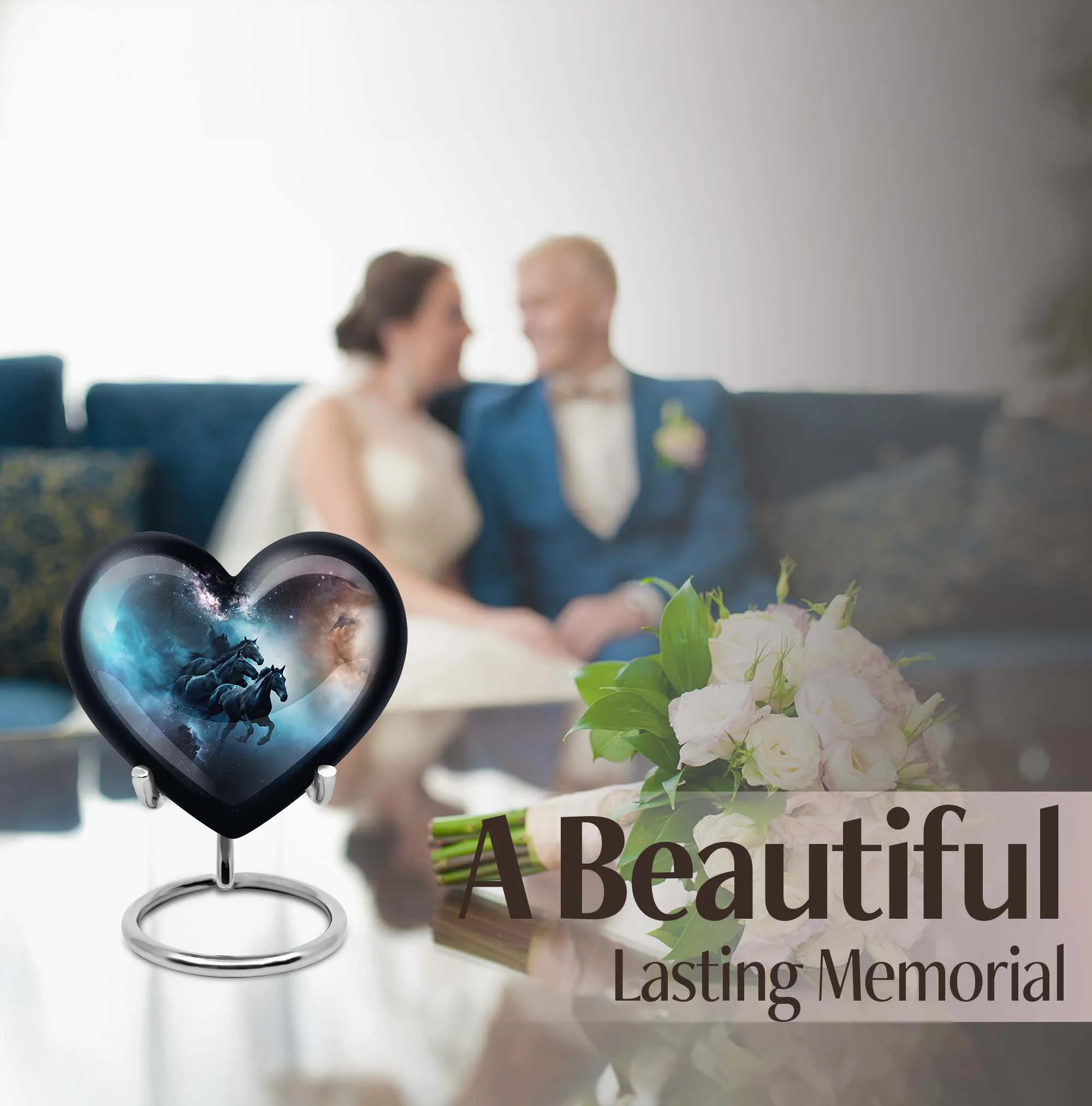 Heart-Themed Horse Urn for Comfort and Cherishing Love