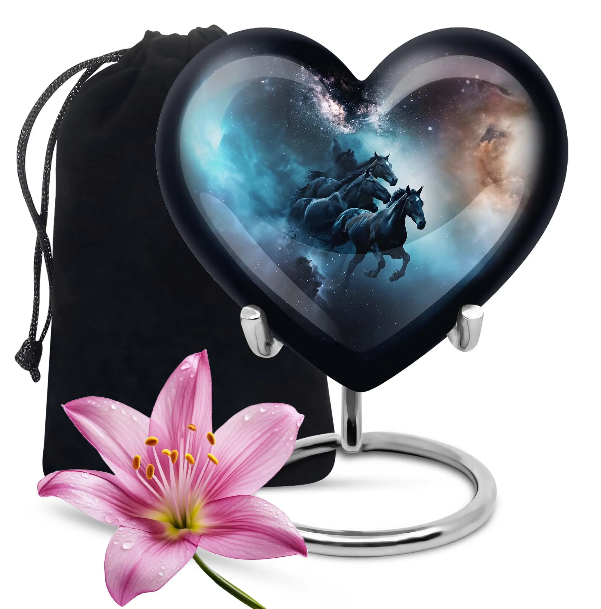 Heart-Themed Horse Urn for Comfort and Cherishing Love