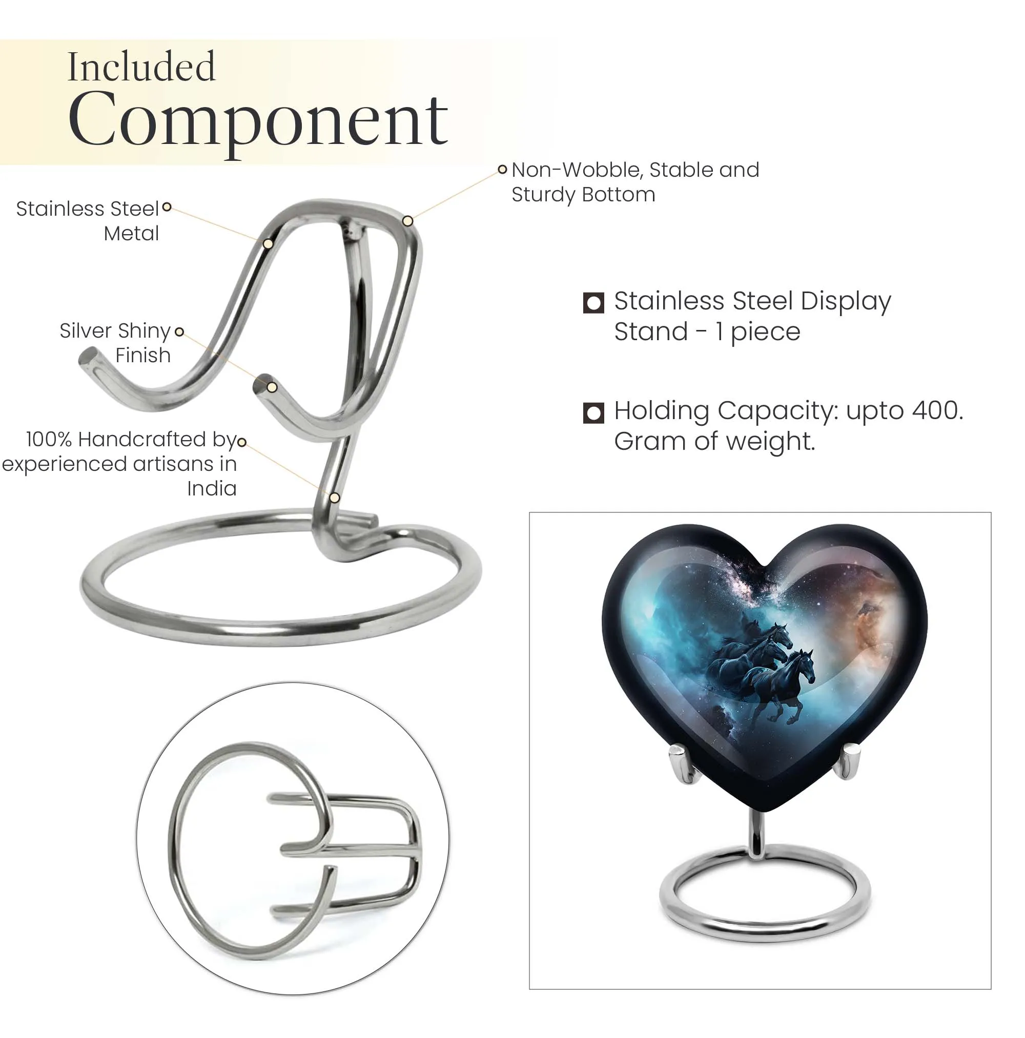 Heart-Themed Horse Urn for Comfort and Cherishing Love