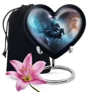 Heart-Themed Horse Urn for Comfort and Cherishing Love