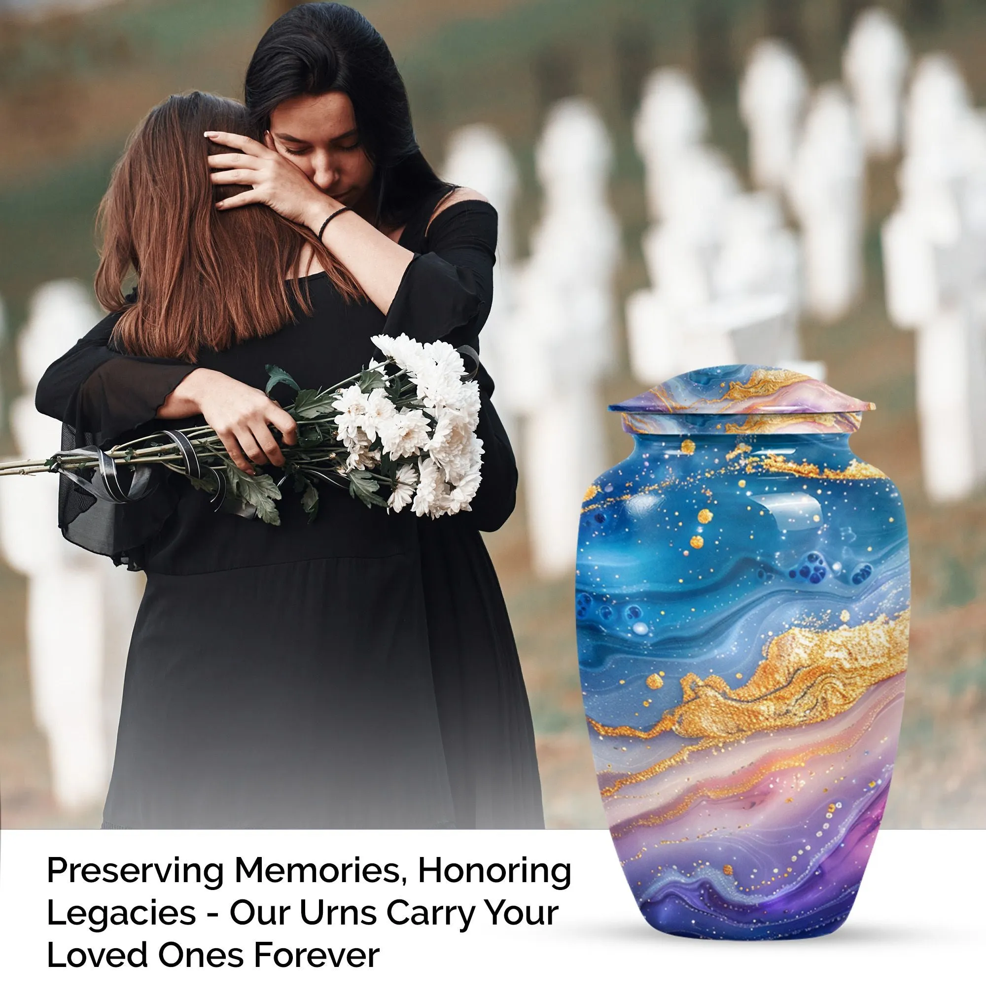 In Memory: Abstract Male Cremation Urn For Adult Human Ashes