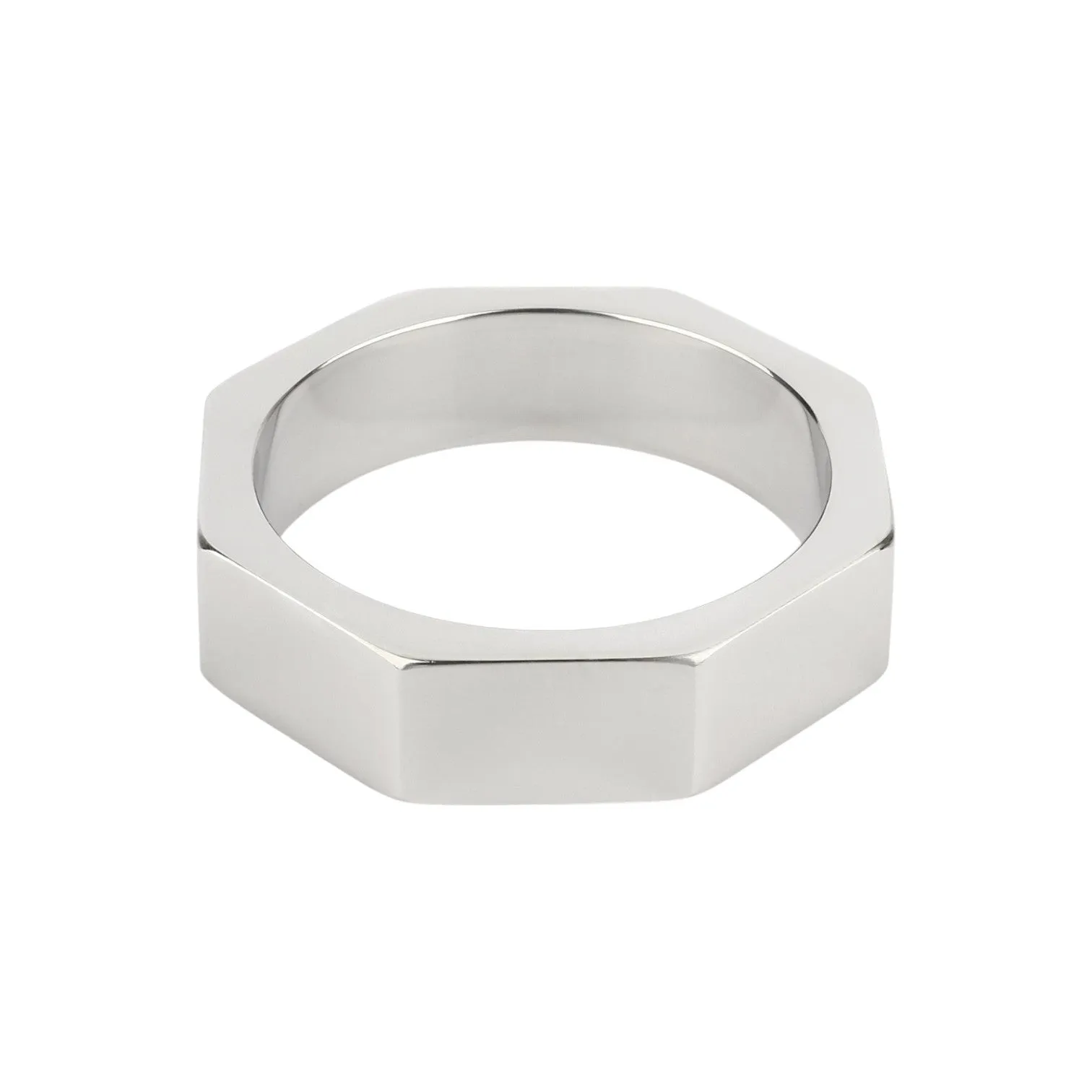 Inel pentru penis MR. STEEL Nut C-Ring. în formă de piuliță. din oțel inoxidabil. diametru 5 cm (mare). argintiu