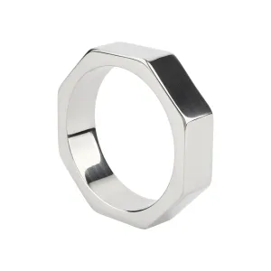 Inel pentru penis MR. STEEL Nut C-Ring. în formă de piuliță. din oțel inoxidabil. diametru 5 cm (mare). argintiu