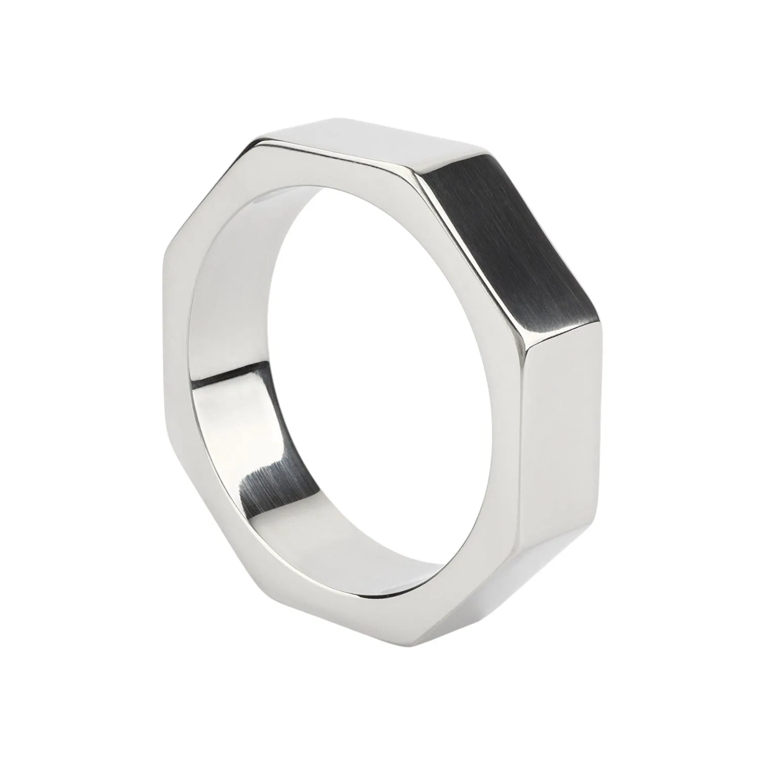 Inel pentru penis MR. STEEL Nut C-Ring. în formă de piuliță. din oțel inoxidabil. diametru 5 cm (mare). argintiu