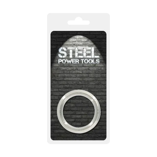 Inel pentru penis STEEL POWER TOOLS Cockring RVS. din oțel inoxidabil. grosime 8 mm. diametru 40 mm. argintiu