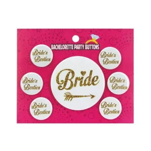 Kalan - Bachelorette Party Button Bride/Bride's Besties (White)