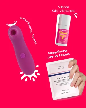 Kit-Trovaunamica: Succhiaclitoride. Olio Vibrante e Maschera Vulvare