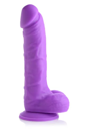 Lollicock 7 Silicone Dildo With Balls - Grape