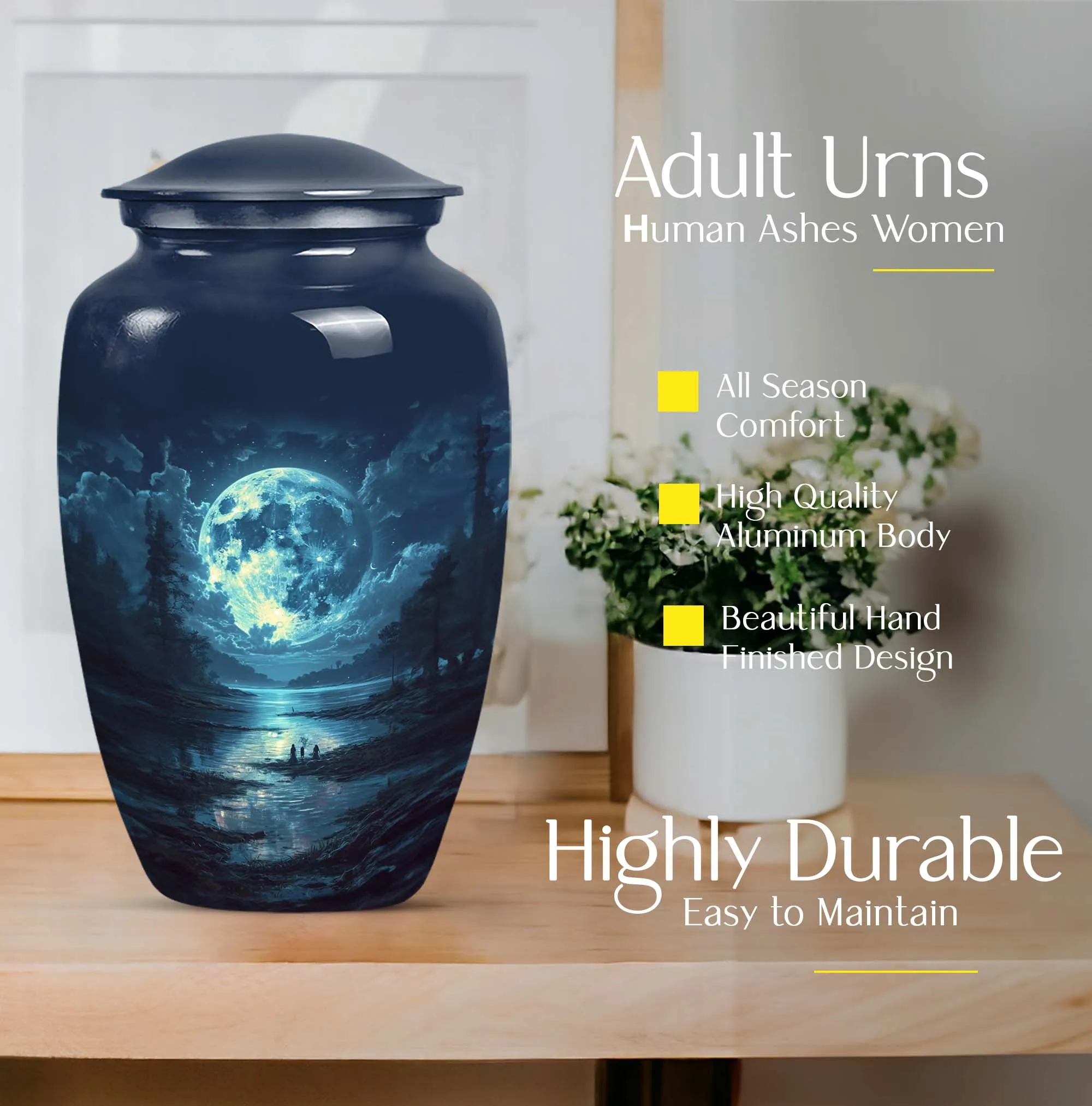 Lunar Urn Serenity: Elegant Female Cremation Burial Solution