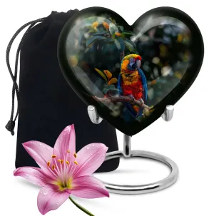 Macaw Parrot Heart Cremation Medium for Eternal Memory