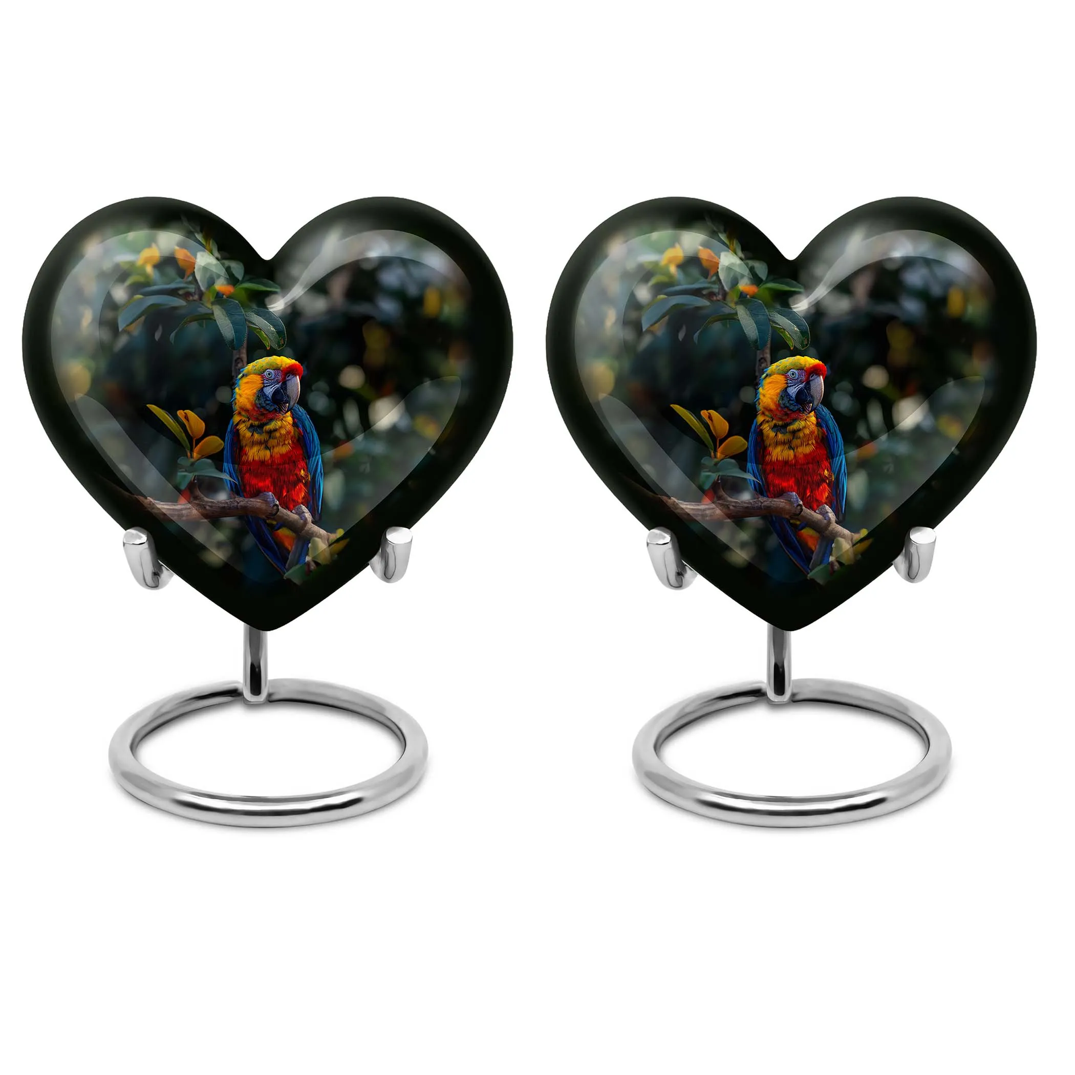 Macaw Parrot Heart Cremation Medium for Eternal Memory