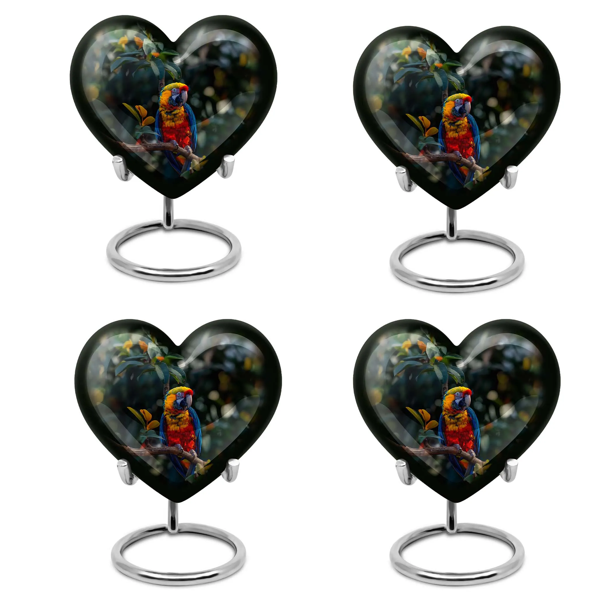 Macaw Parrot Heart Cremation Medium for Eternal Memory
