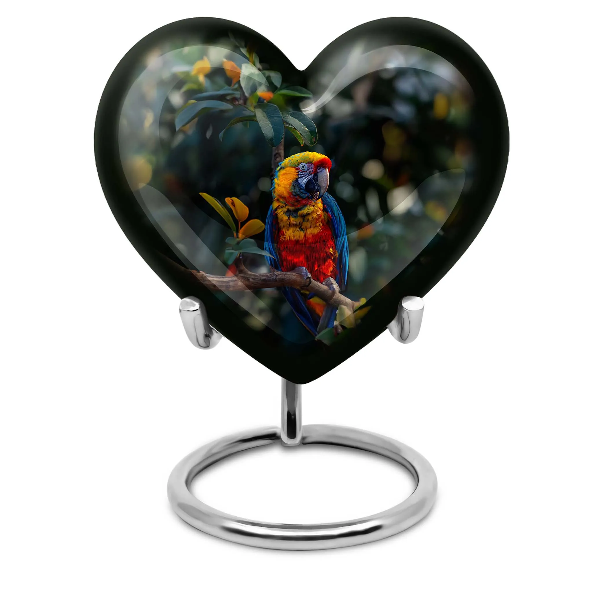 Macaw Parrot Heart Cremation Medium for Eternal Memory