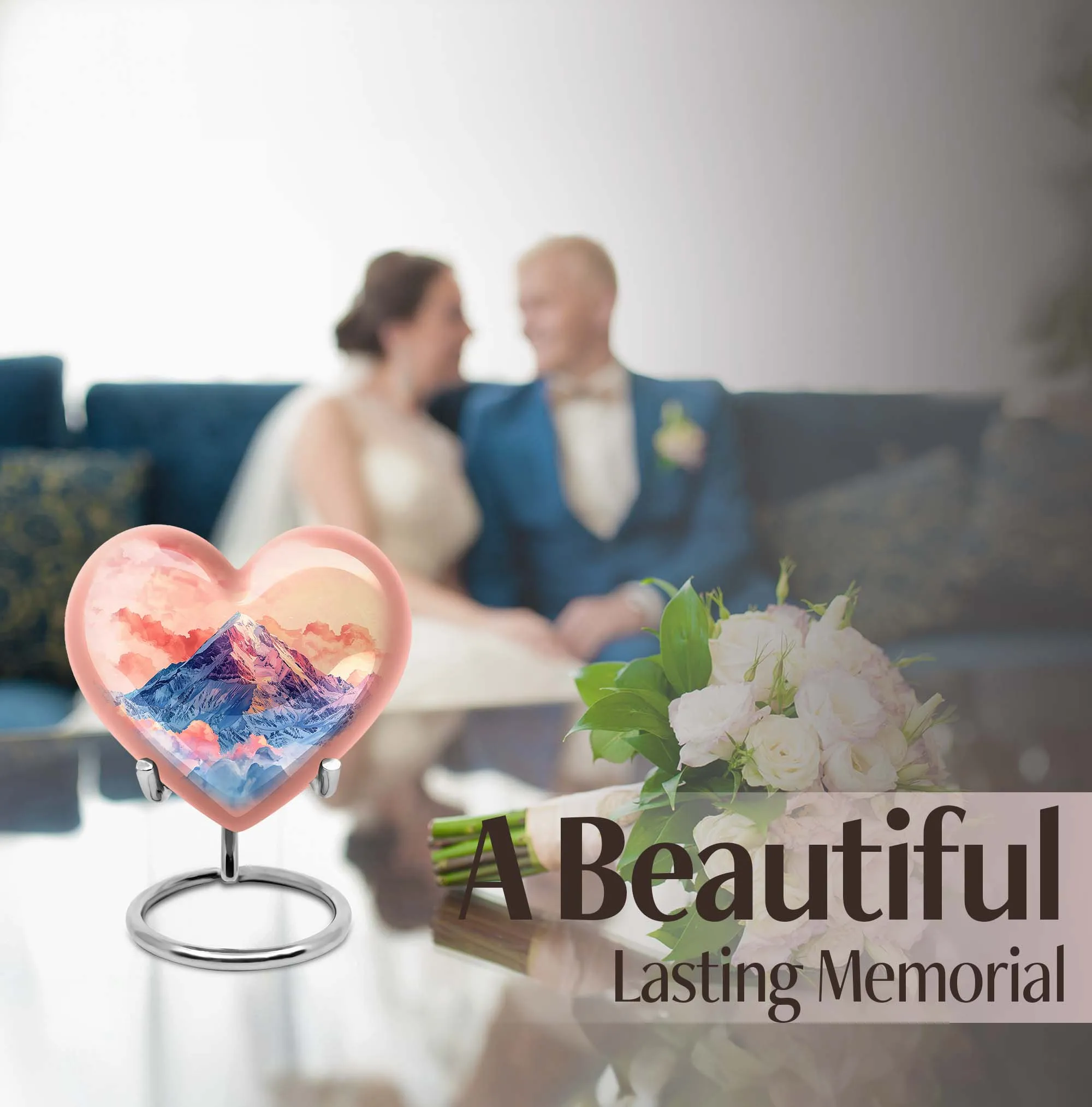 Memorial Tribute - Mountains Urn for Cremation, Poignant Large-size Statement Piece