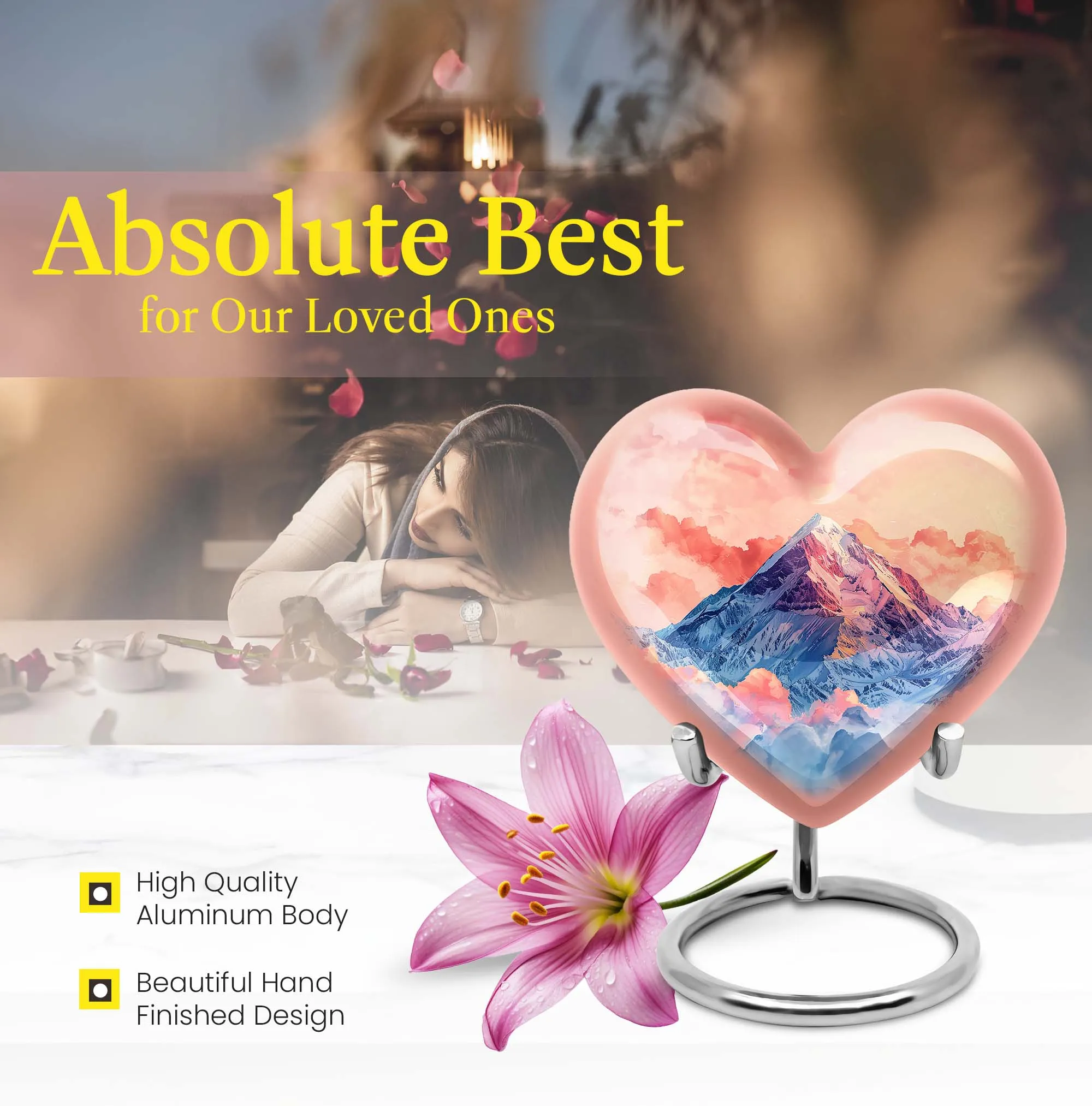 Memorial Tribute - Mountains Urn for Cremation, Poignant Large-size Statement Piece