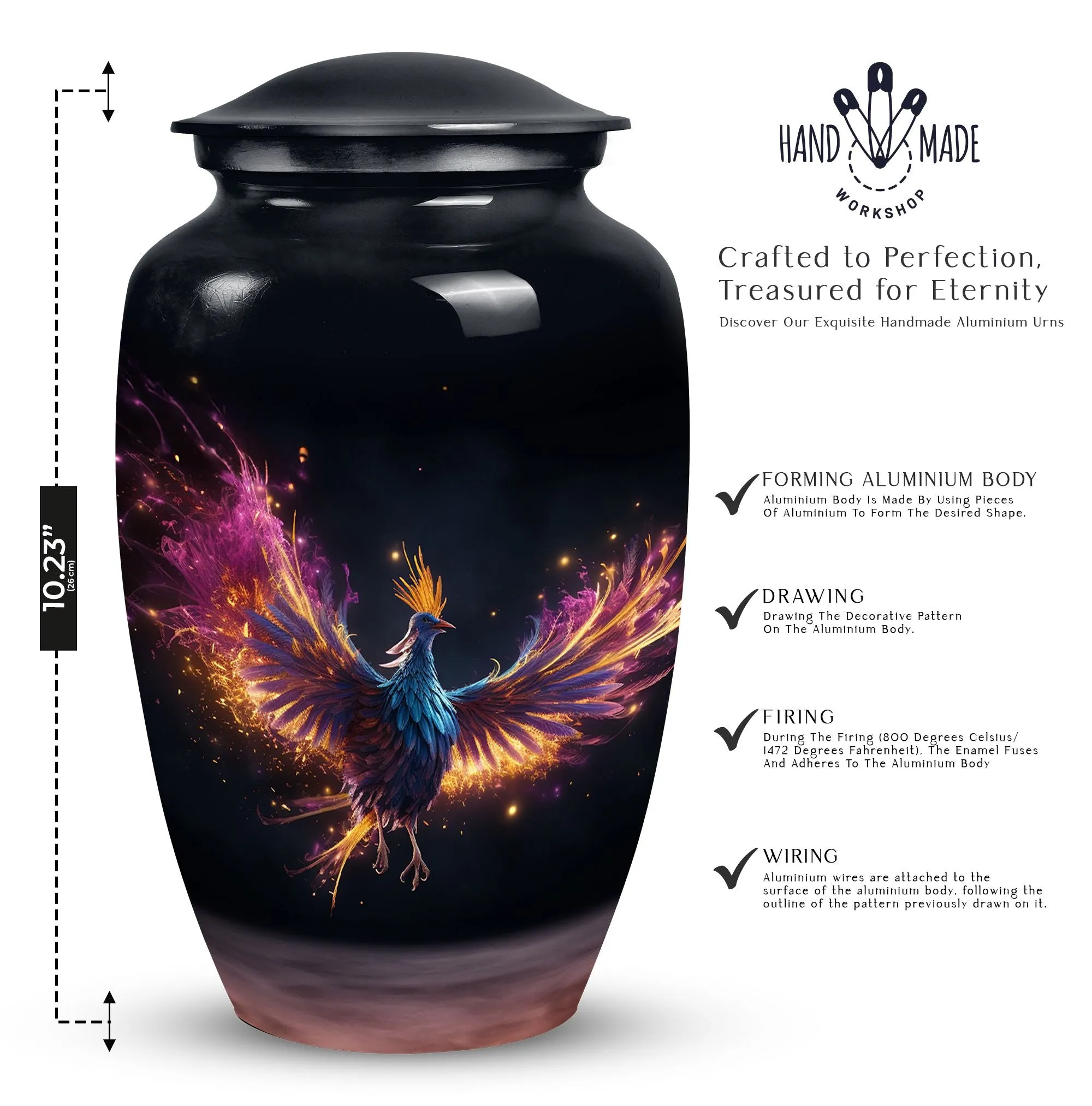 Phoenix Medium Urns for Men, Adult Cremation Ash Urns for Dad