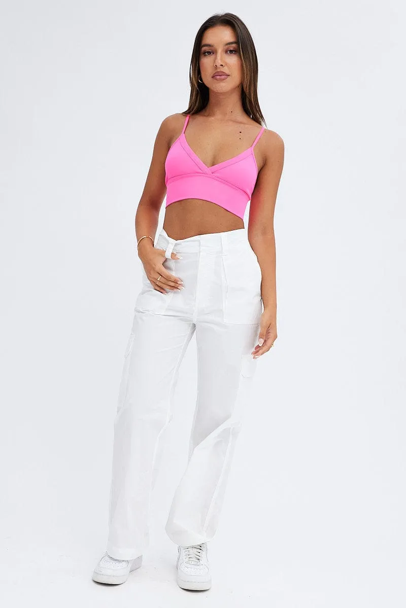 Pink Bralette V neck Seamless