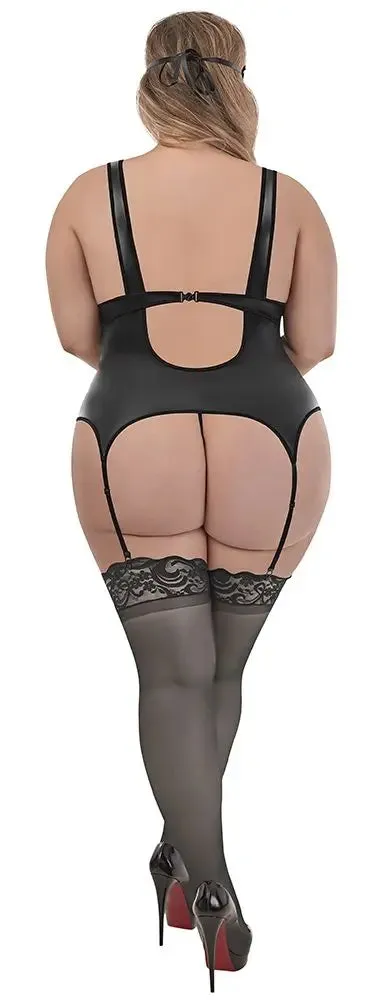 Plus Size Submissive Outfit  Bondage Cupless Merrywidow G-String 2-Piece Set