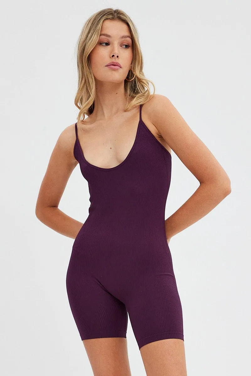 Purple Unitard Seamless Activewear