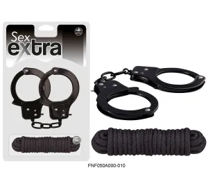 SEX EXTRA - METAL CUFFS & LOVE ROPE black
