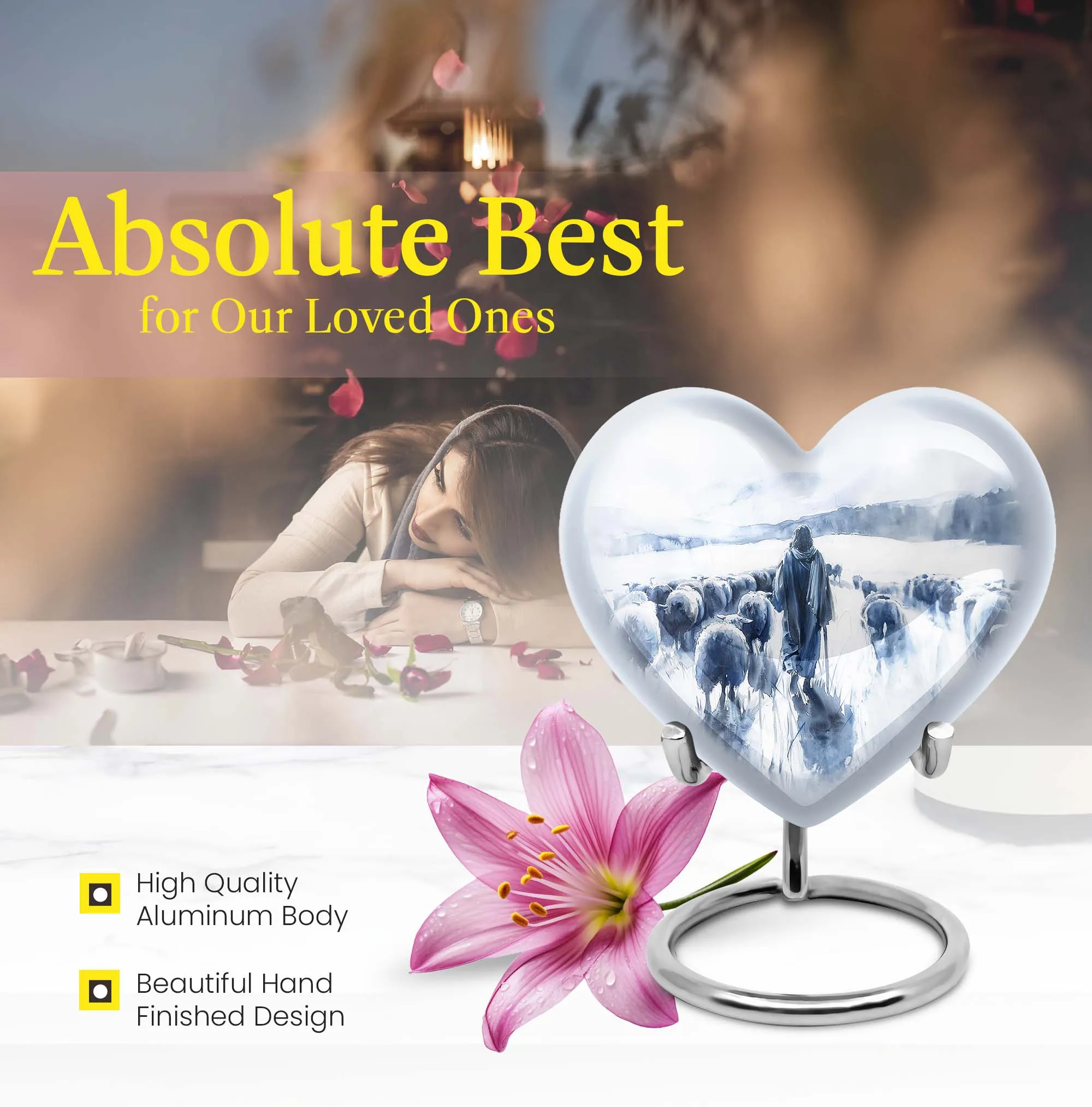 Shepherd Urn’s Endearing Embrace - Classy Funeral Cremation urn for Women
