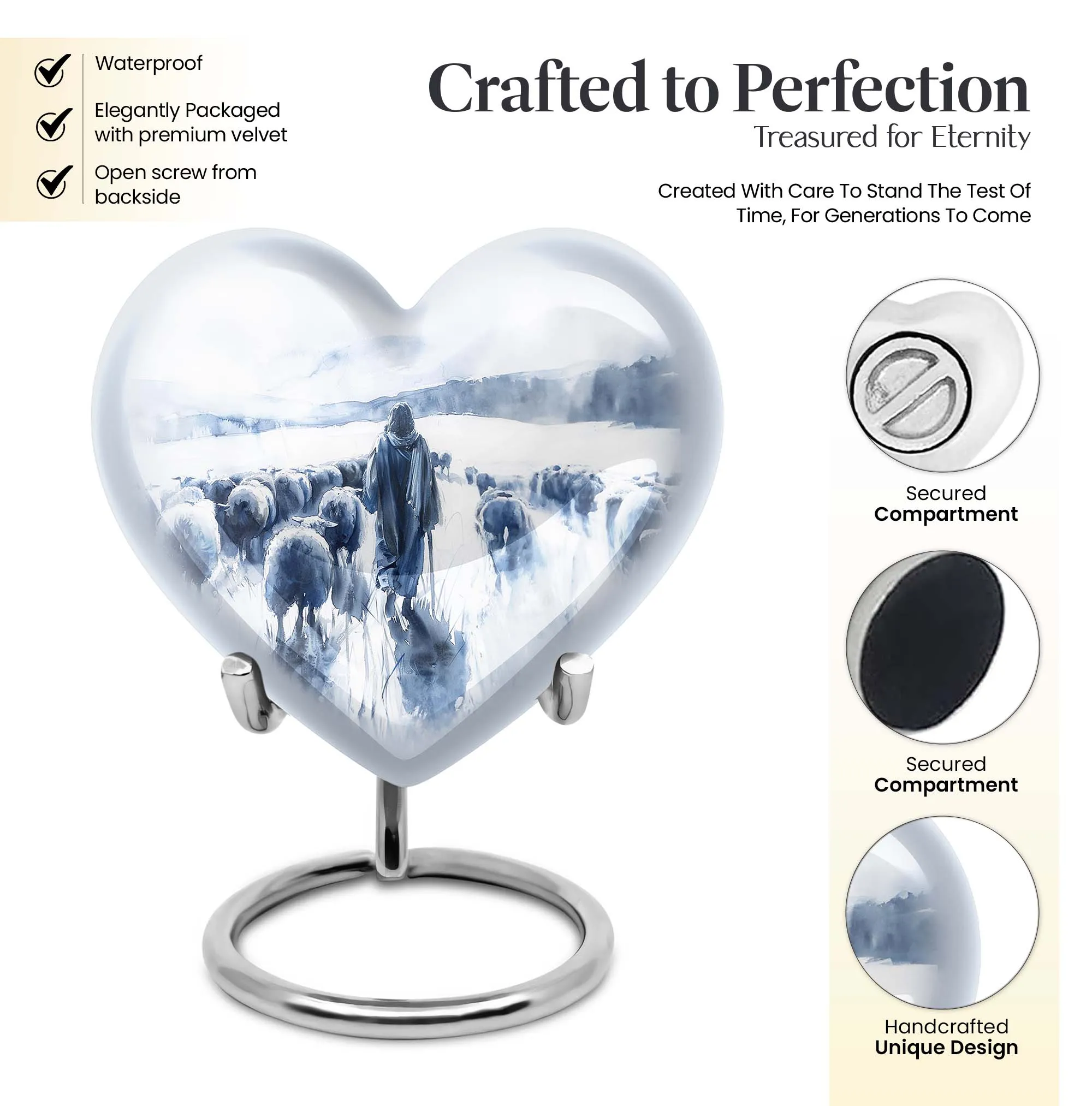 Shepherd Urn’s Endearing Embrace - Classy Funeral Cremation urn for Women
