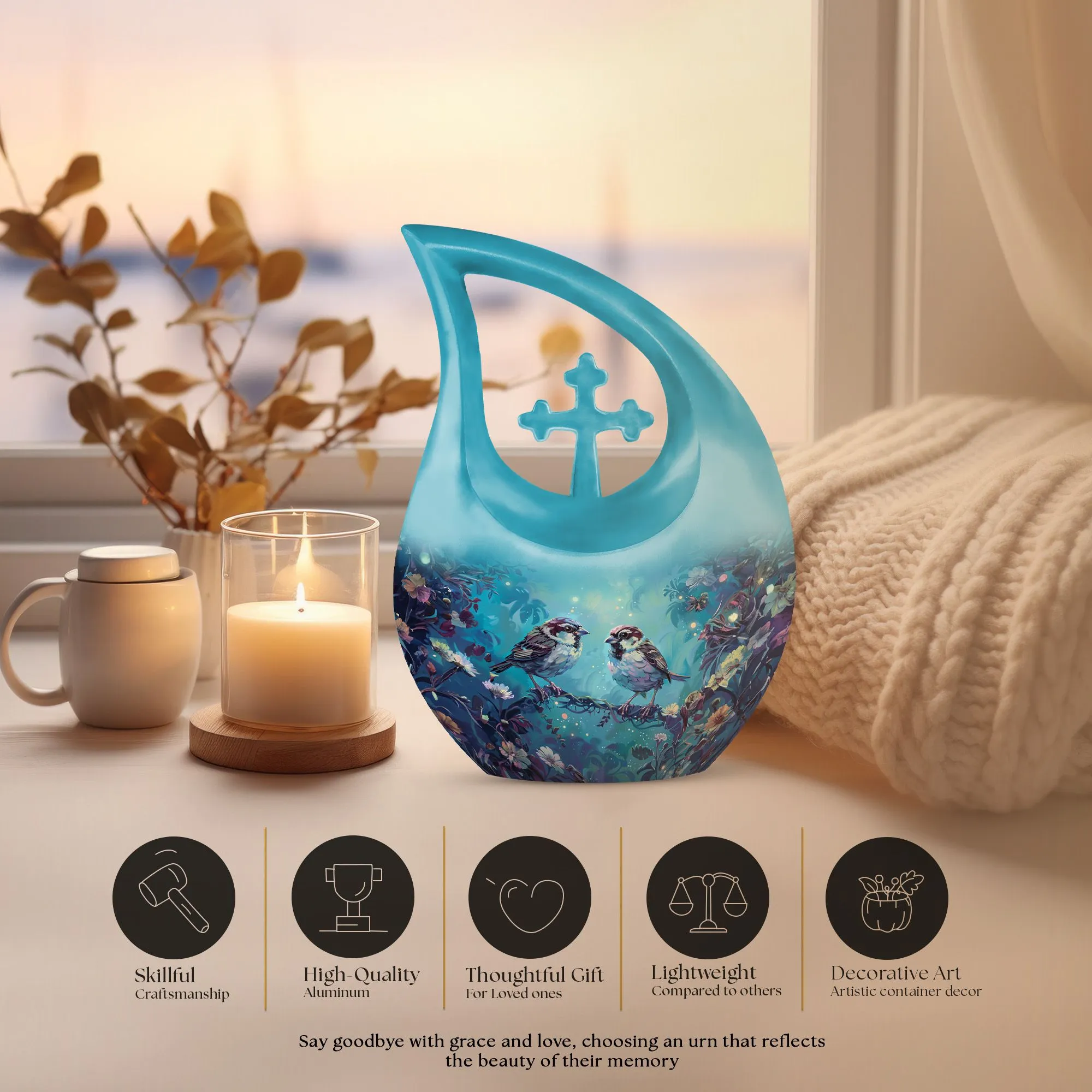 Sparrow Remembrance - Memorial Urn Masterpiece