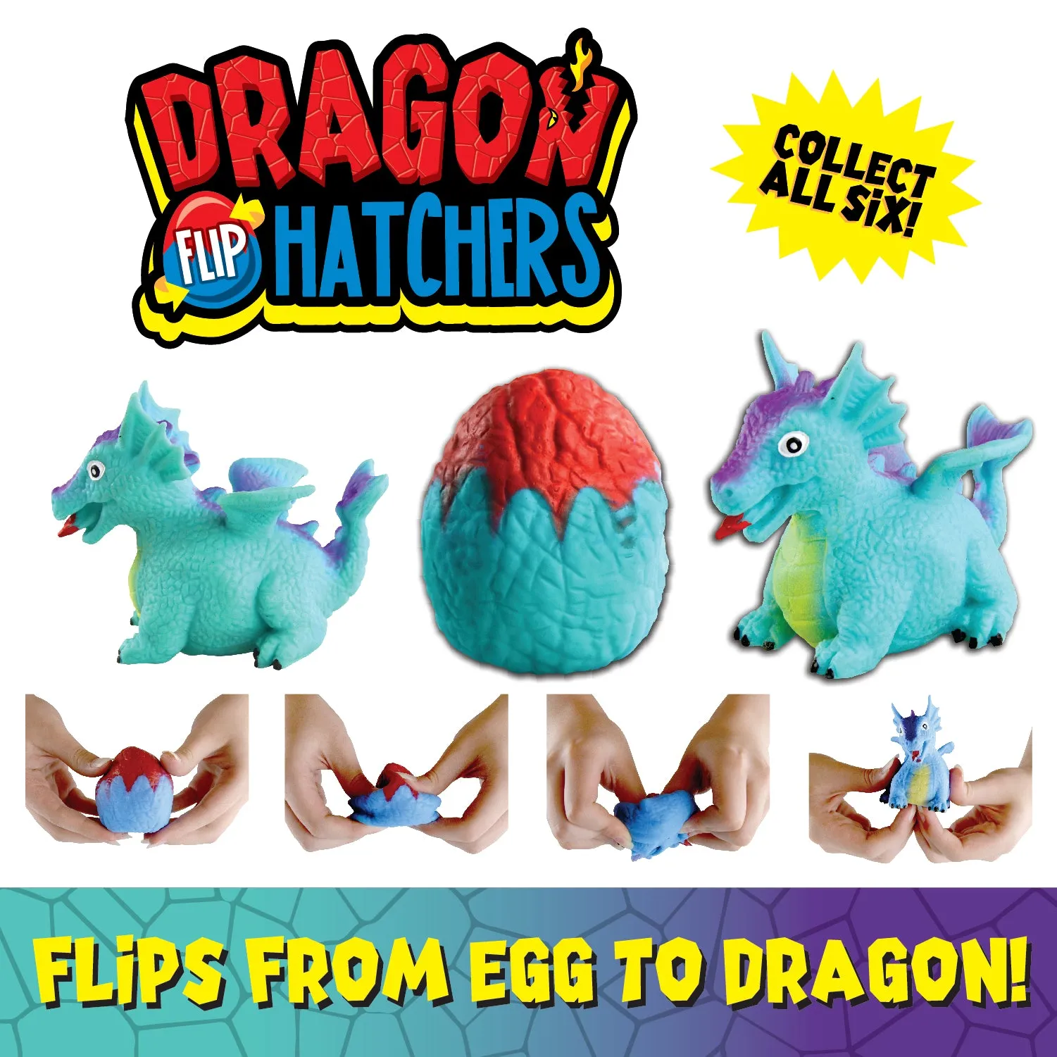Squish and Squeeze Dragon Flip Toy - 12 Pieces Per Pack 22717