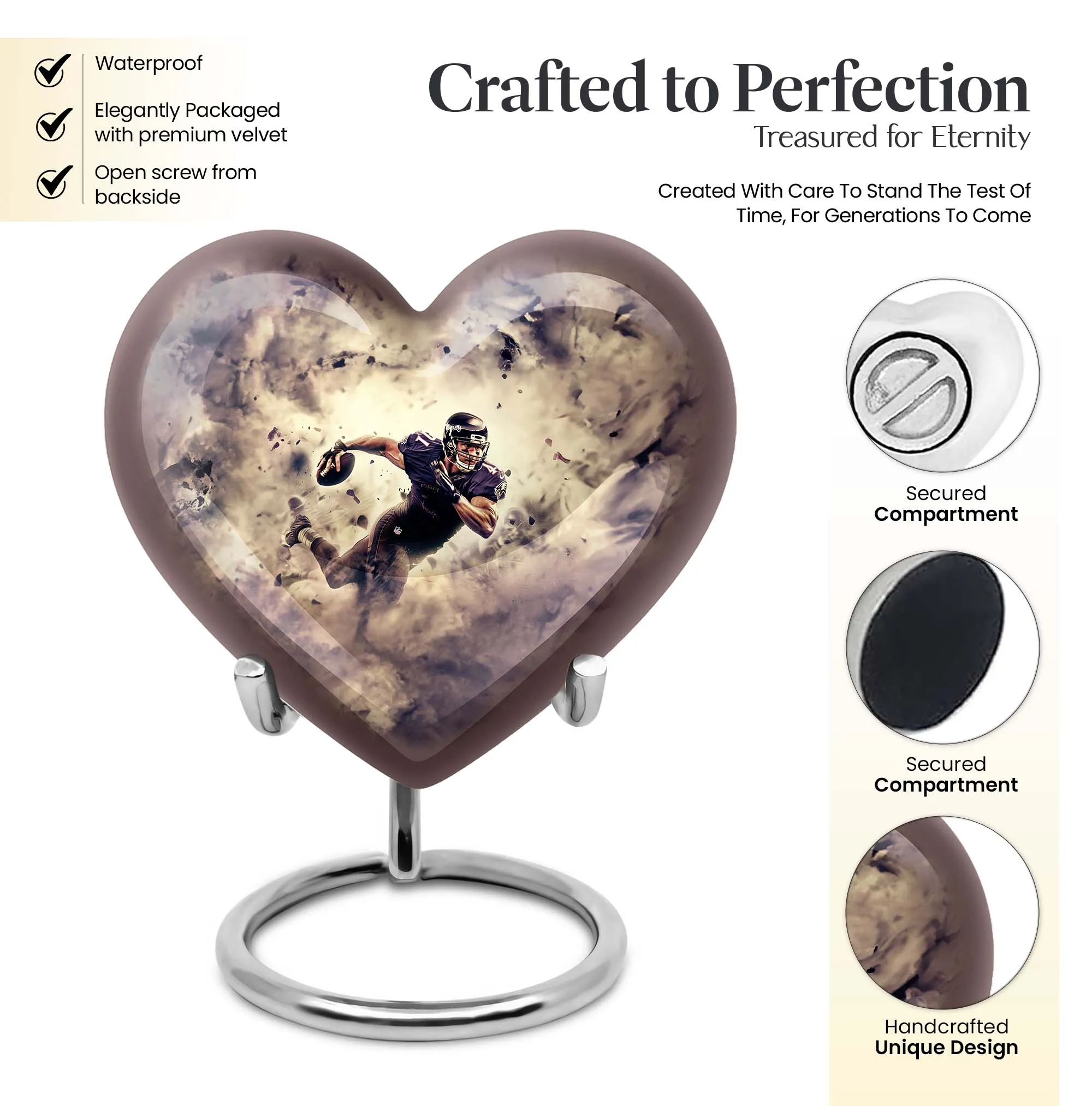Touchdown Footboll Cremation Urn - Crafted Heart-Design
