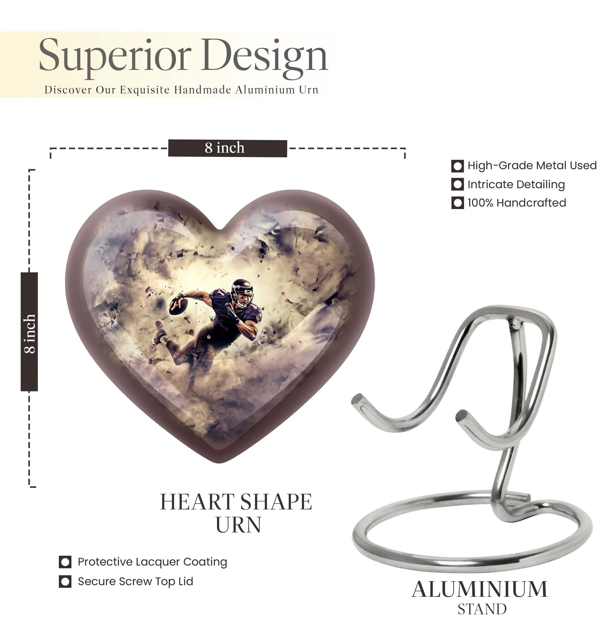 Touchdown Footboll Cremation Urn - Crafted Heart-Design
