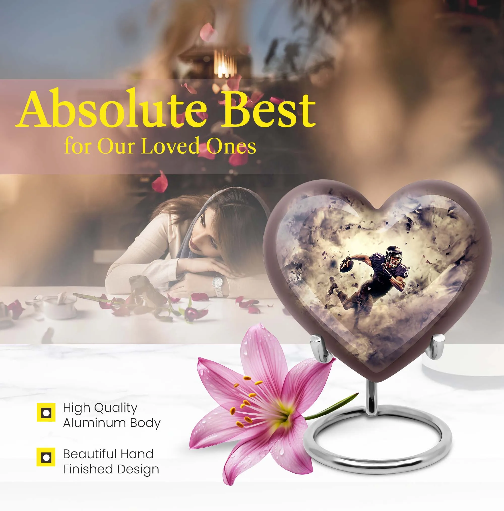 Touchdown Footboll Cremation Urn - Crafted Heart-Design