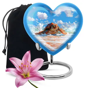 TURTLE Urn Memorial Cherish: Large Heart Urn for Adults