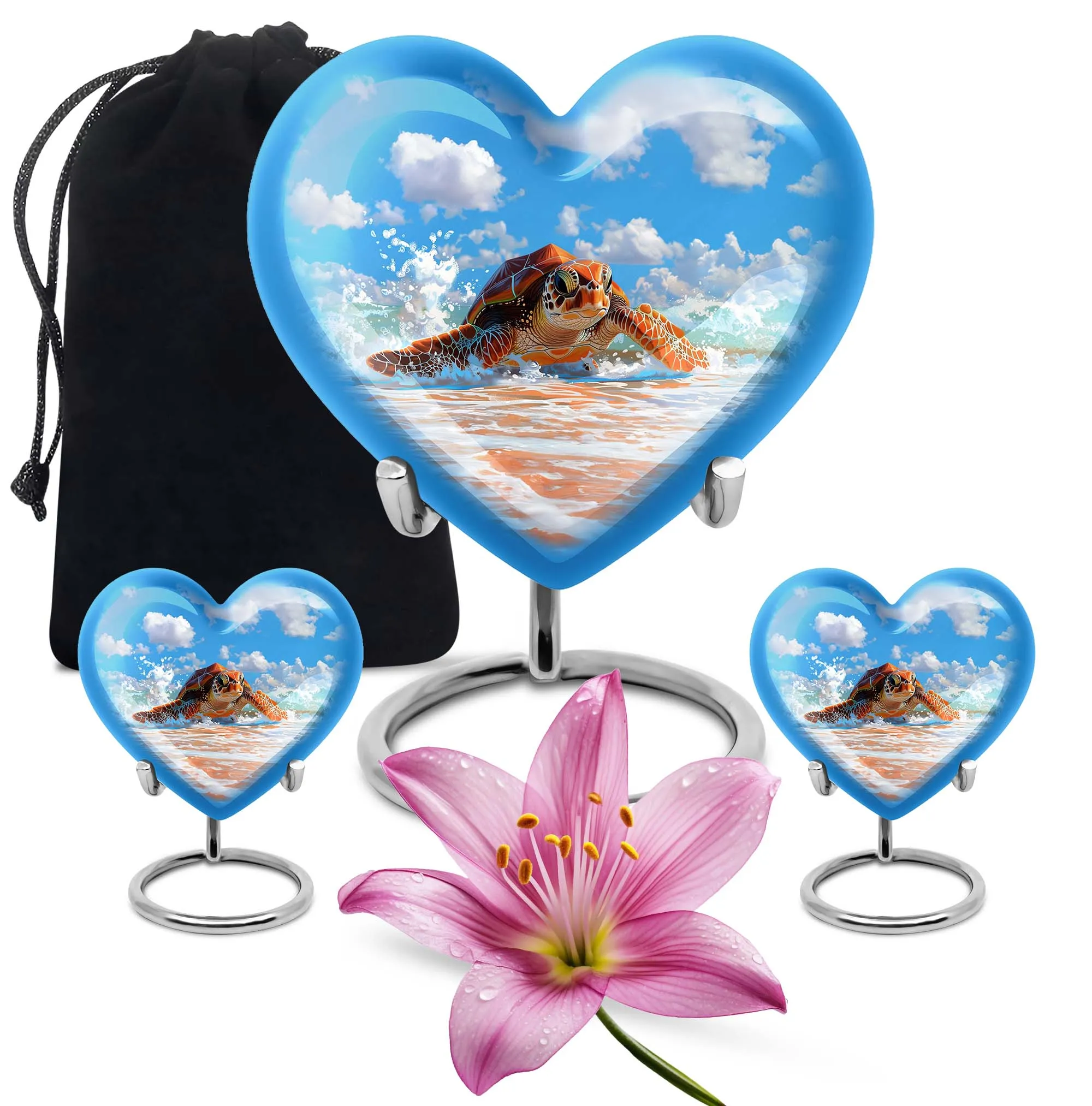 TURTLE Urn Memorial Cherish: Large Heart Urn for Adults
