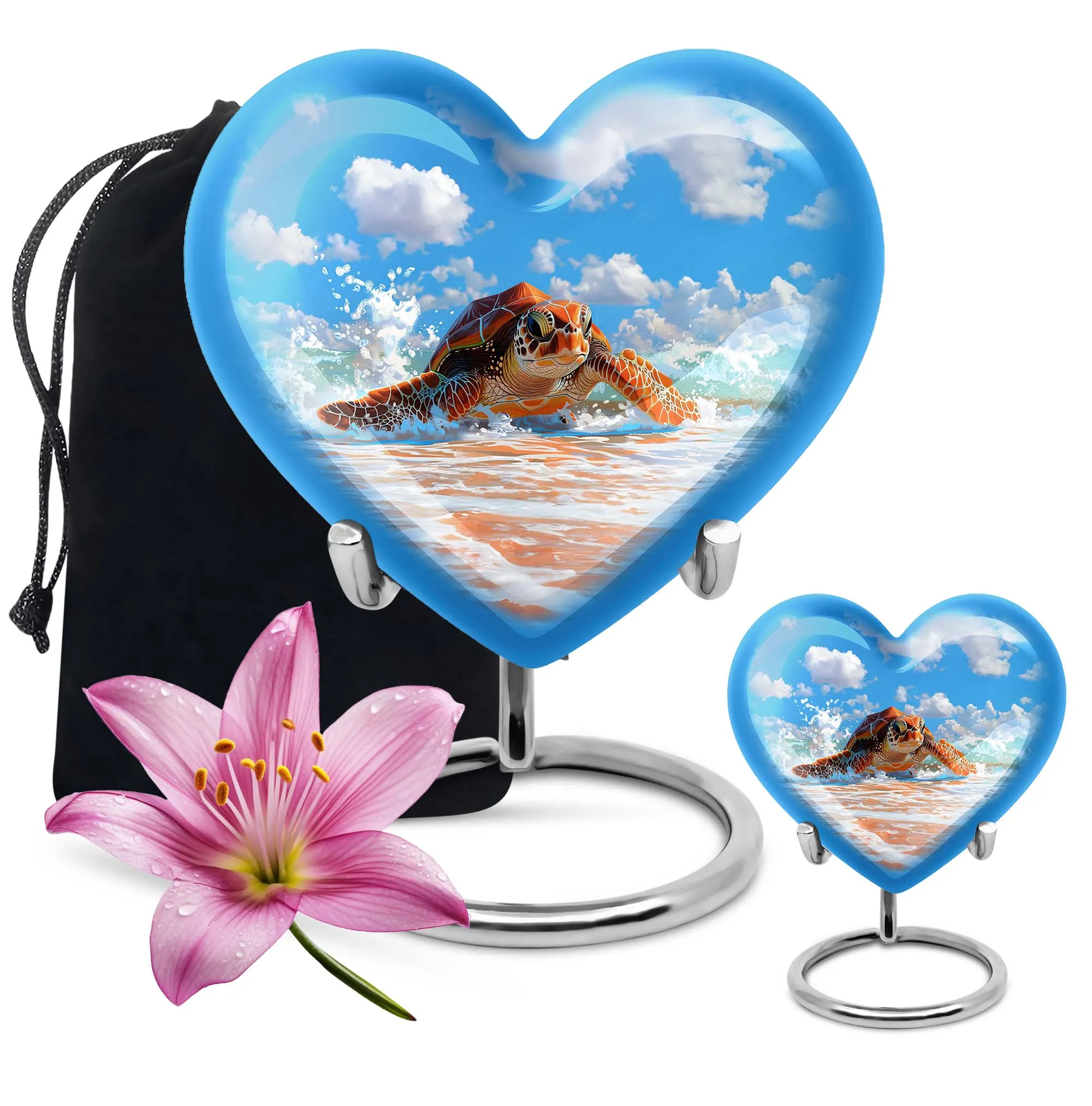 TURTLE Urn Memorial Cherish: Large Heart Urn for Adults