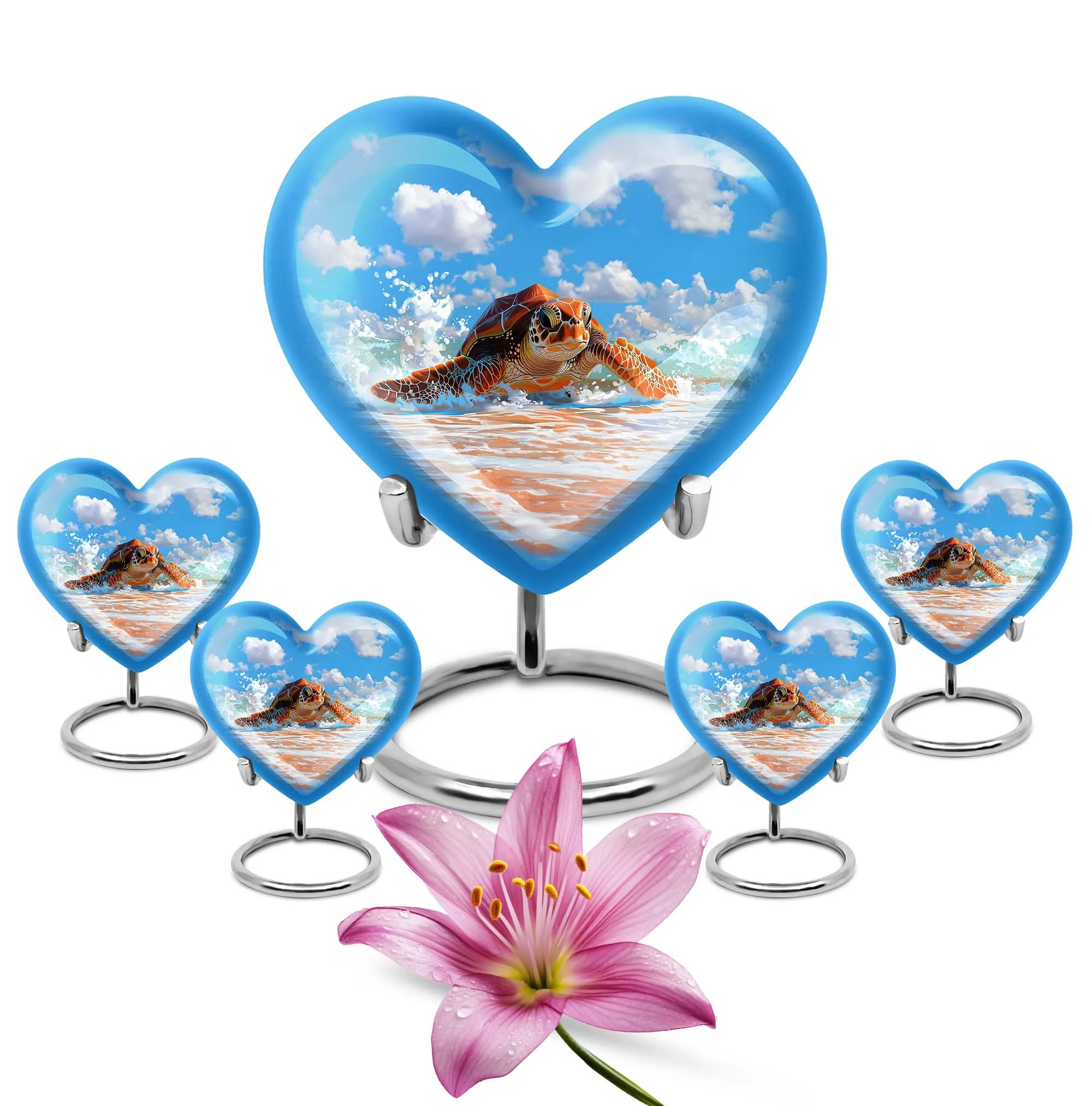 TURTLE Urn Memorial Cherish: Large Heart Urn for Adults