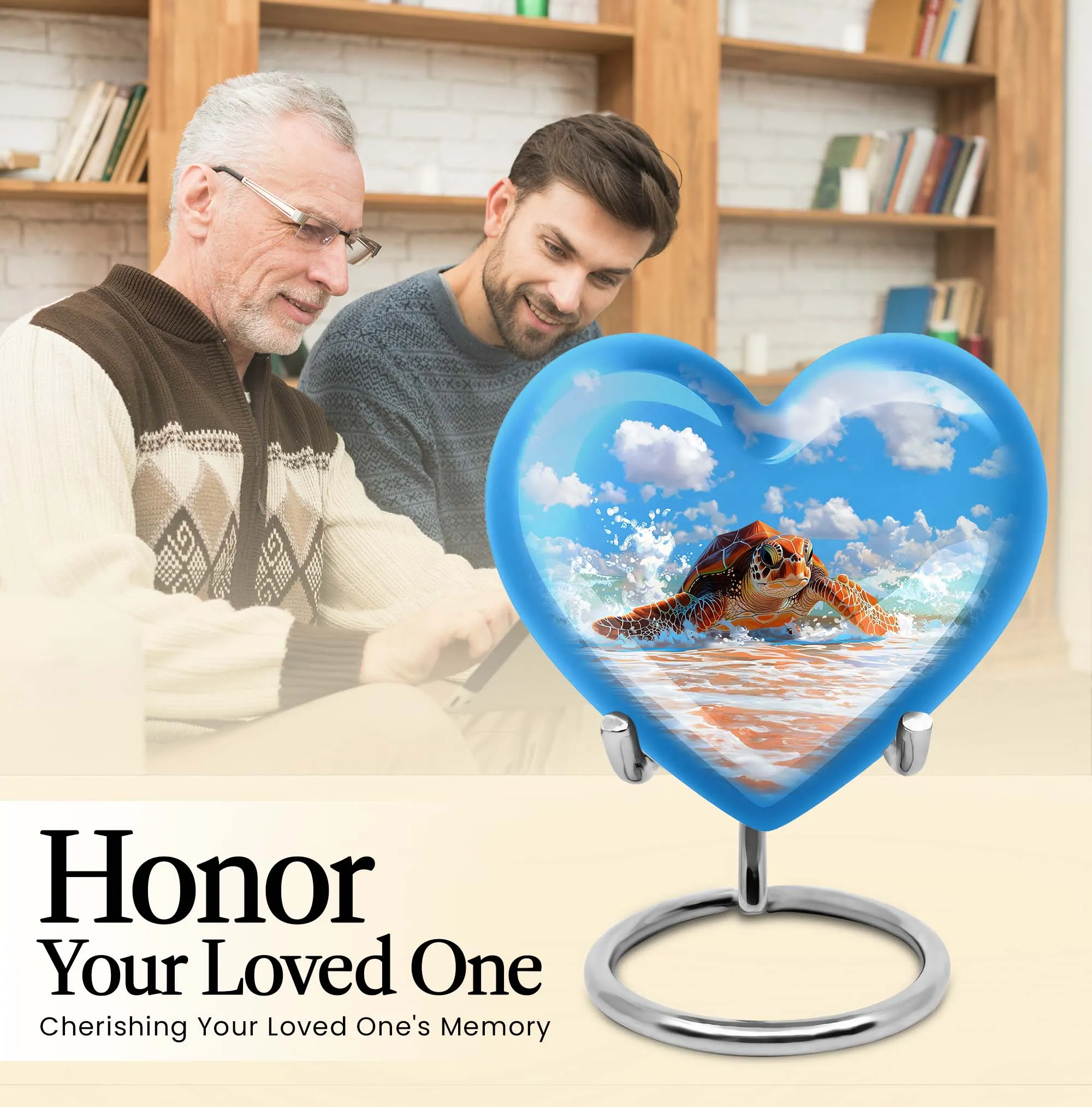 TURTLE Urn Memorial Cherish: Large Heart Urn for Adults