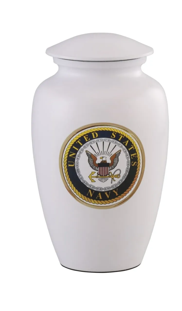 United States Navy White Cremation Urn Keepsake