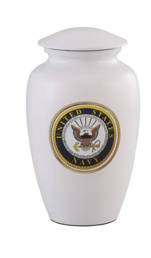 United States Navy White Cremation Urn Keepsake